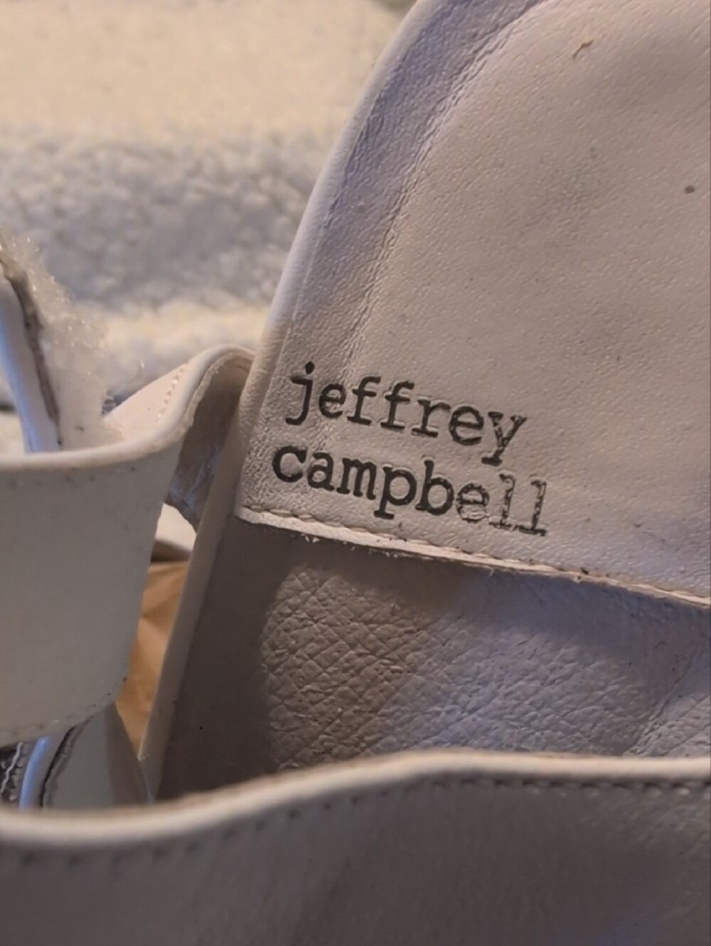 Jeffrey Campbell White Leather Wedge Sandals with Woven Platform - Picture 7 of 16